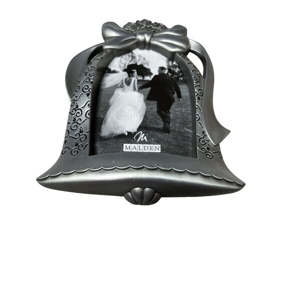 Decorative Malden‎ Vintage Bell-Shaped BOW Wedding Photo Frame 4x6 metal - Picture 2 of 8